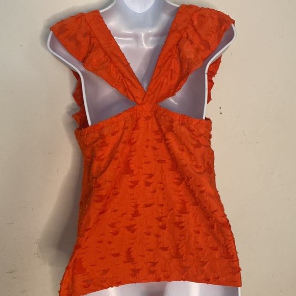 LC Lauren Conrad | Square Neck, Ruffle Sleeve,Cross Back top - Picture 9 of 15